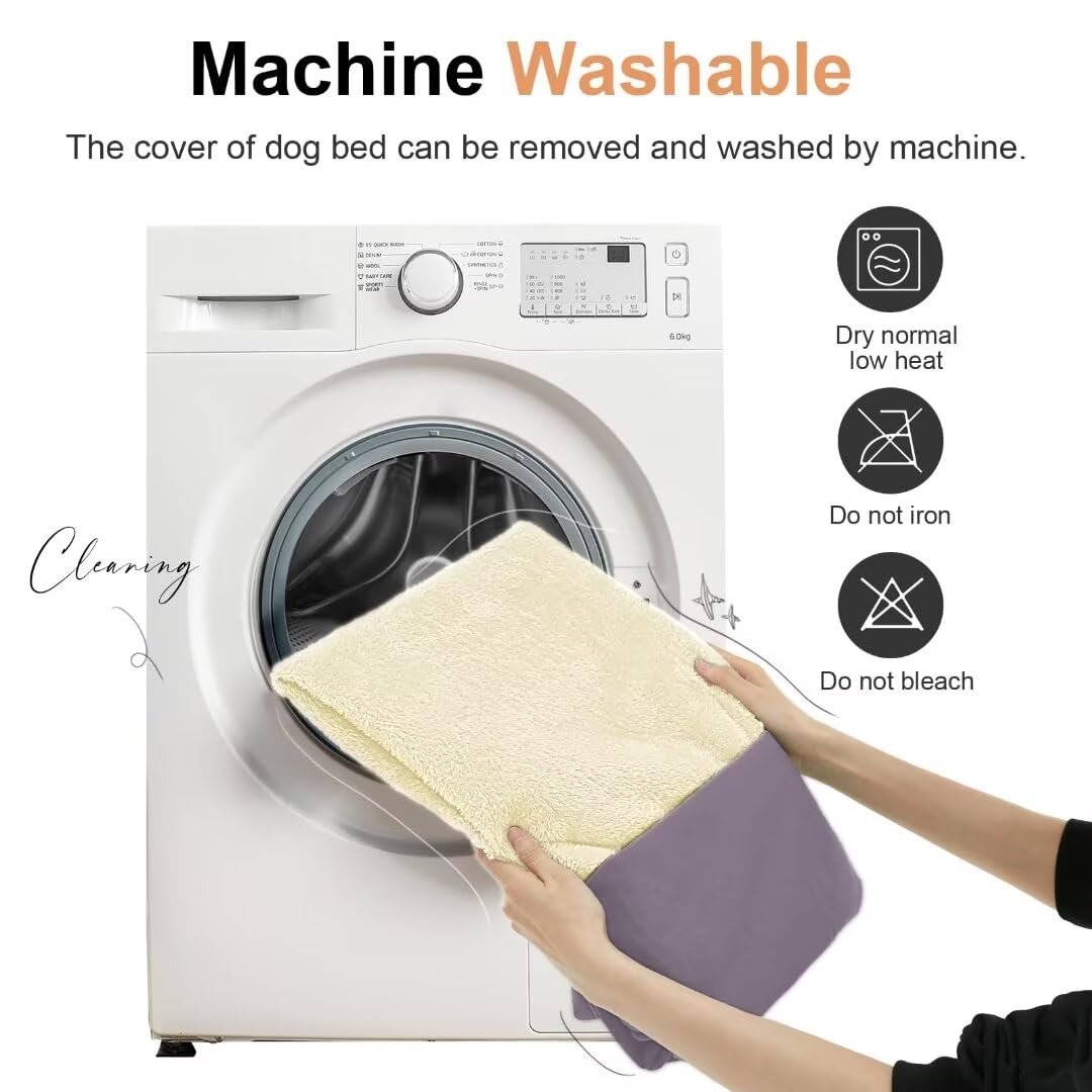 Large Dog Bed Orthopedic Washable: Beds Bolster Xl Bed Medium Large Dogs Egg Crate Foam Couch Sofa Waterproof With Removable Cover - Purple