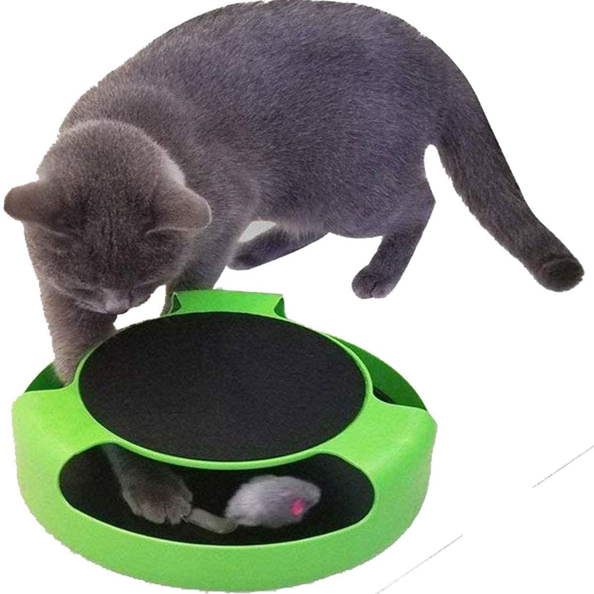 Rvpaws Catch The Mouse Cat Scratcher Interactive Toy With A Running Mice And A Scratching Pad For Cats & Kittens (Green, Catch T