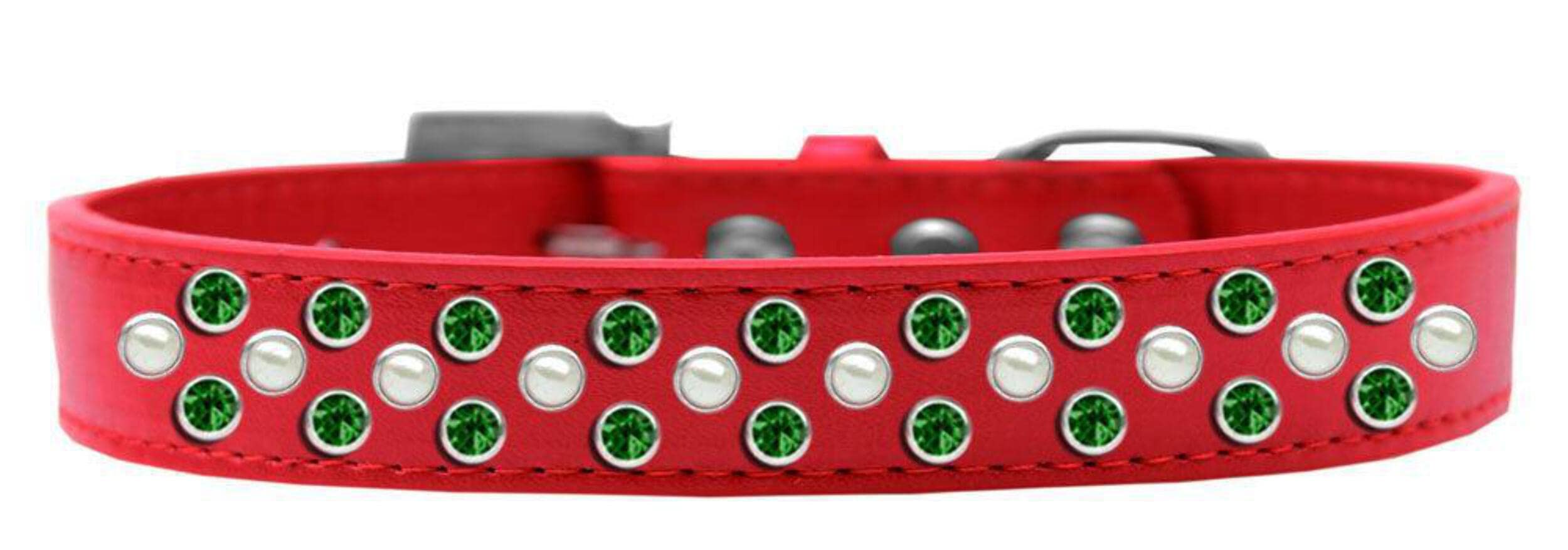 Mirage Pet Products Sprinkles Dog Collar with Pearl and Emerald Green Crystals, Size 12, Lavender