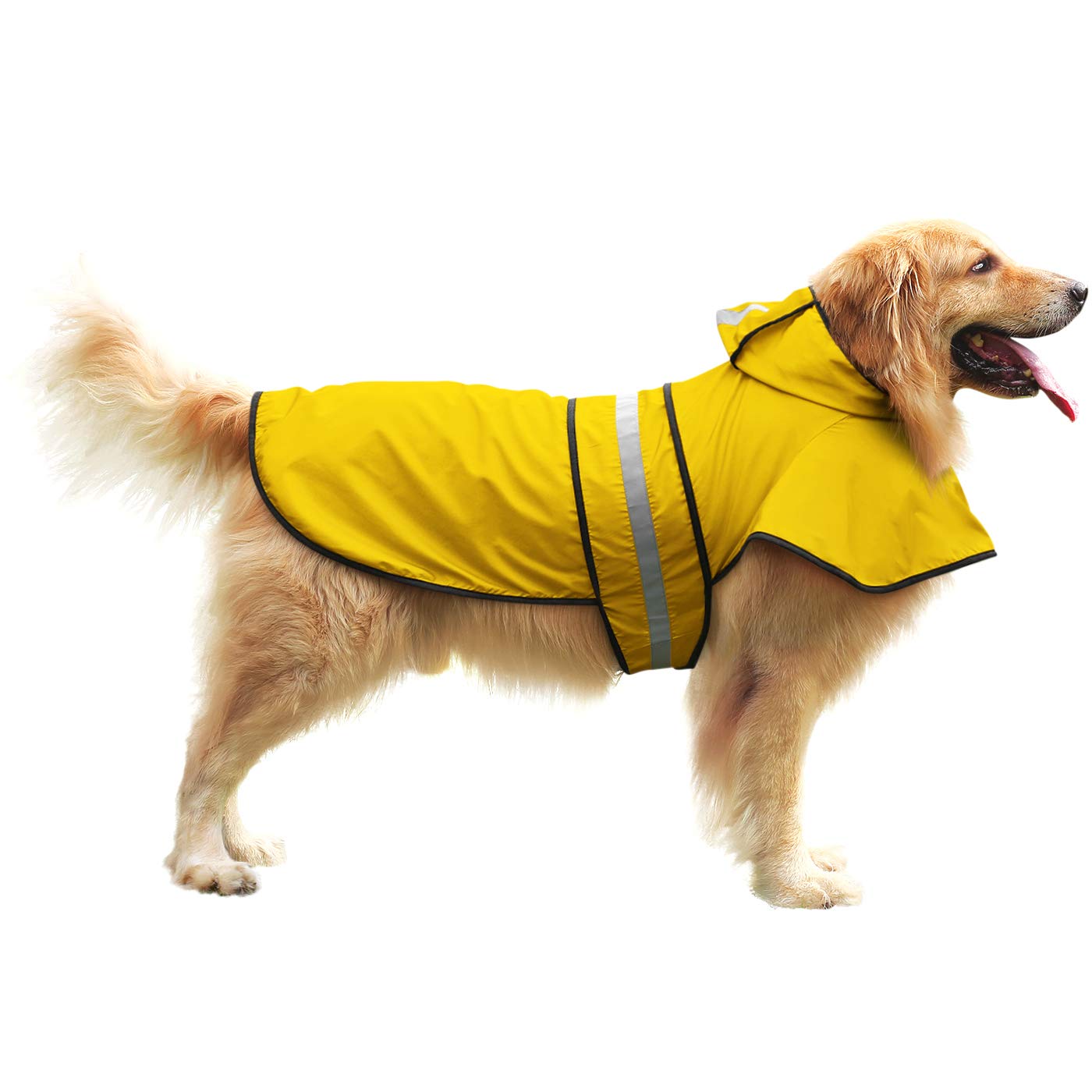 Hde Dog Raincoat Hooded Slicker Poncho For Small To X-Large Dogs And Puppies Yellow - Xl