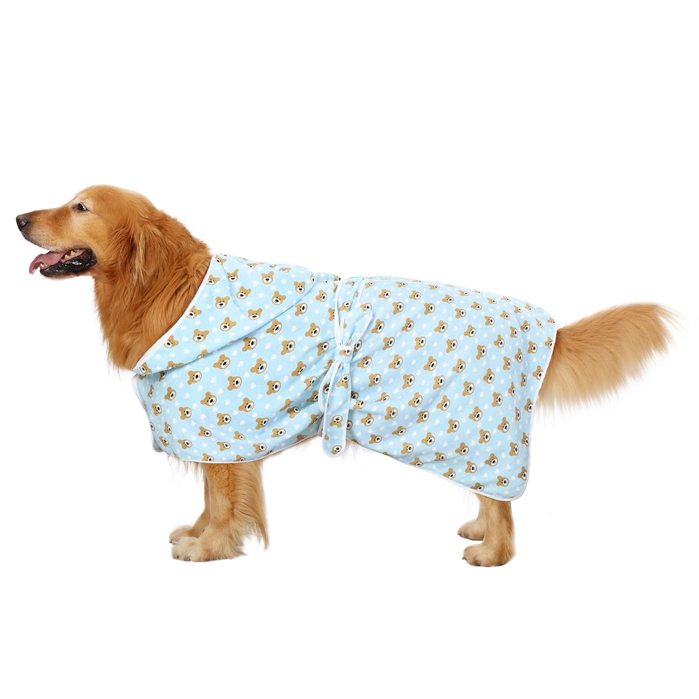 Hde Dog Bathrobe Super Absorbent Quick Drying Towel With Hood For All Dog Breeds Sizes S-Xxl - Teddy Bears - Xxl