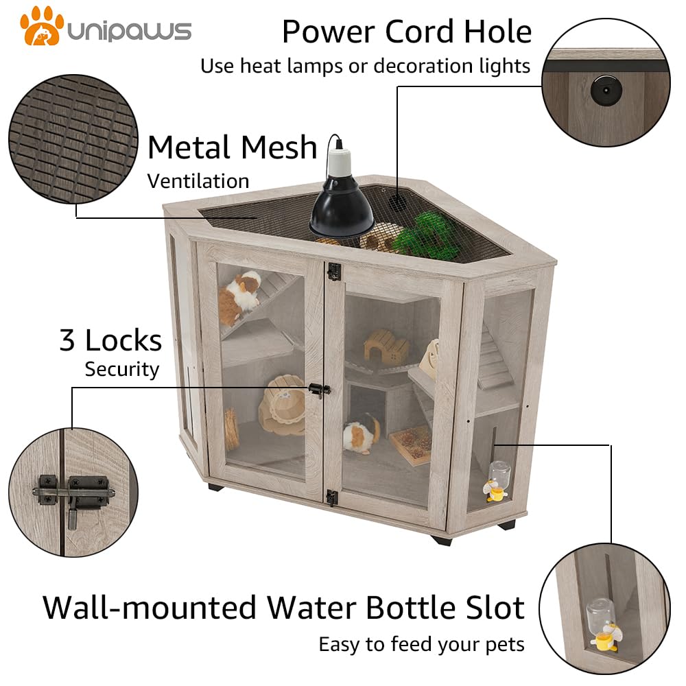 Unipaws Chinchillas Cage With Ramp, Rat Cage With House, Hedgehog Cage, Critter Nation Cage For Hamster, Squirrel, Clear Acrylic