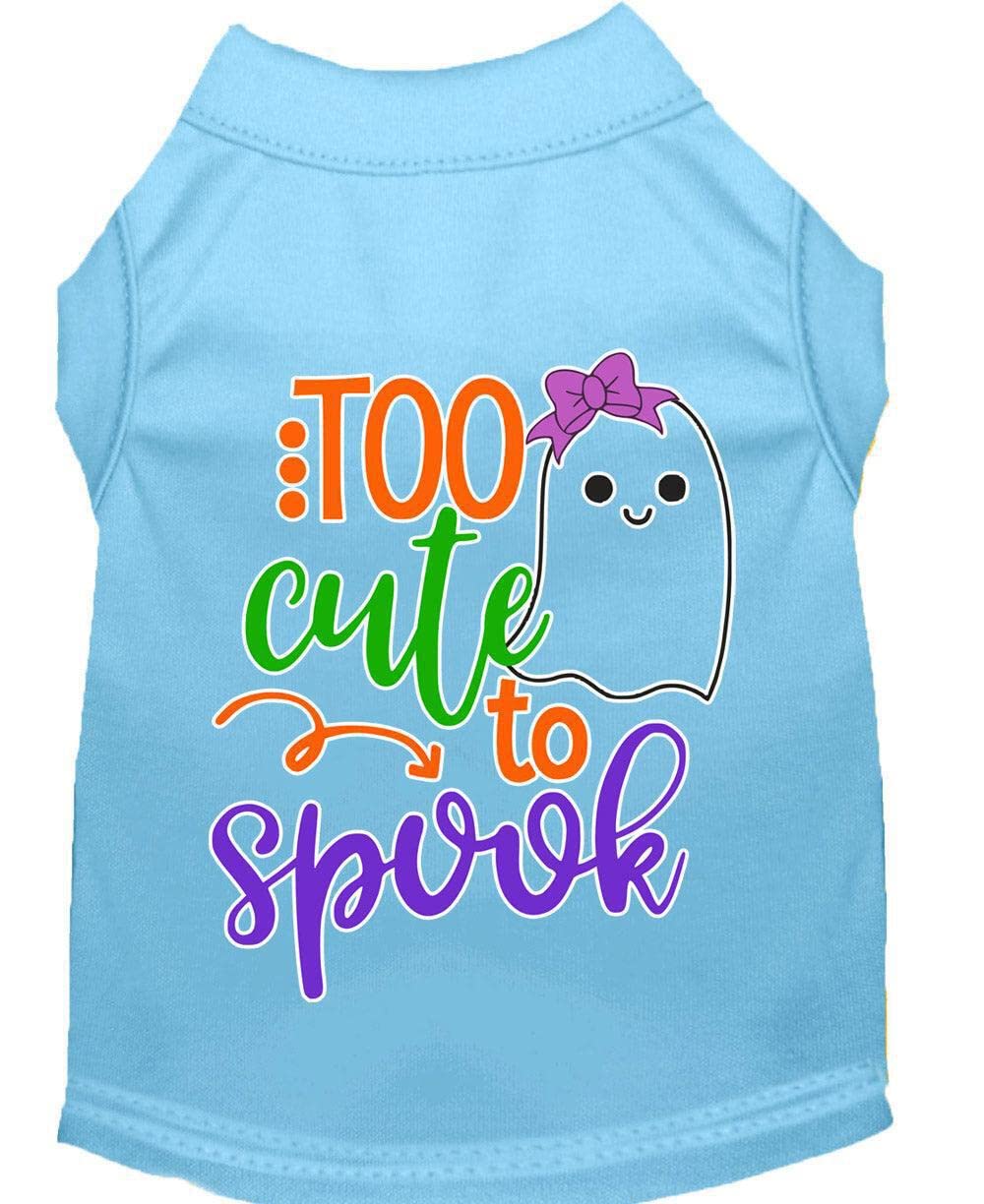 Halloween Pet Dog & Cat Shirt Screen Printed, &quot;Too Cute To Spook - Girly Ghost&quot; Baby Blue 3XL (25-35 lbs.)