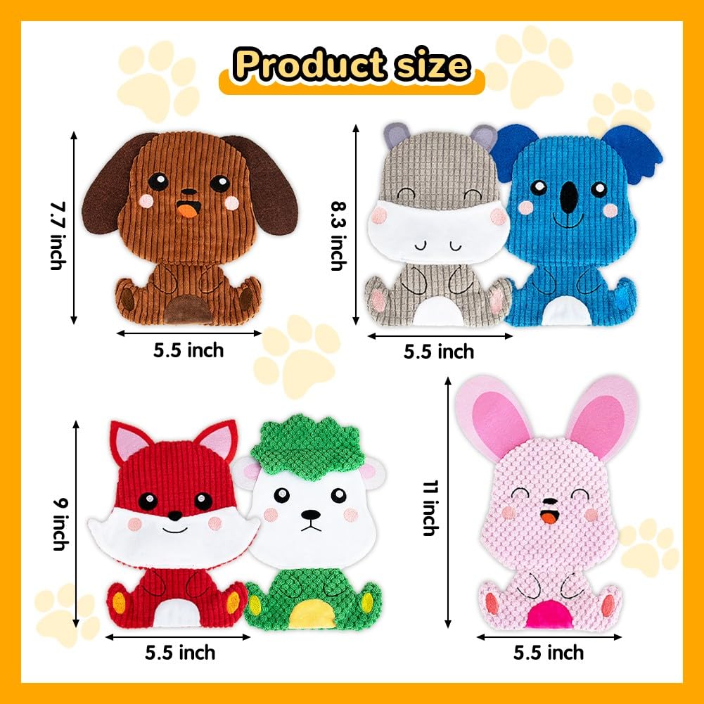 Hoesda 6 Pack Squeaky Dog Toys No Stuffing,Durable Crinkle Chew Toys For Small & Medium Breeds,Interactive Puppy Teething Toys,C
