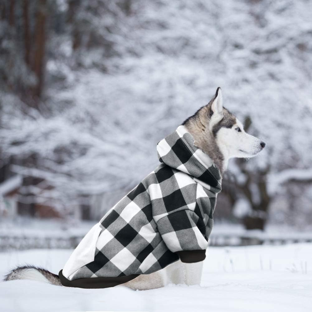 Kooltail Plaid Dog Hoodie Pet Clothes Sweater With Hat And Pocket For Small Medium Large Size Dogs, Soft Winter Warm Dog Cold We