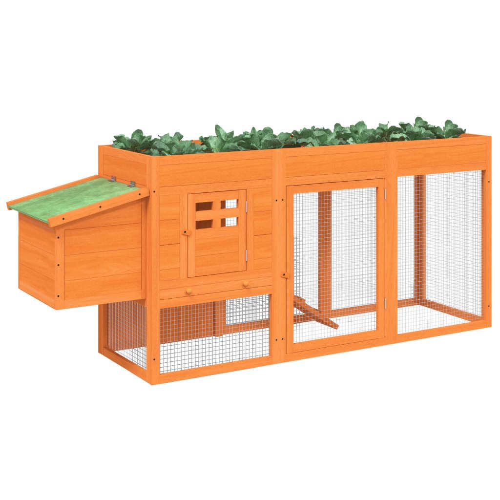 vidaXL Chicken Coop Hen House/Brown Pine Poultry Cage with Run, 80.3&quot;x19.7&quot;x33.1&quot; / Rabbit and Small Animal Hutch
