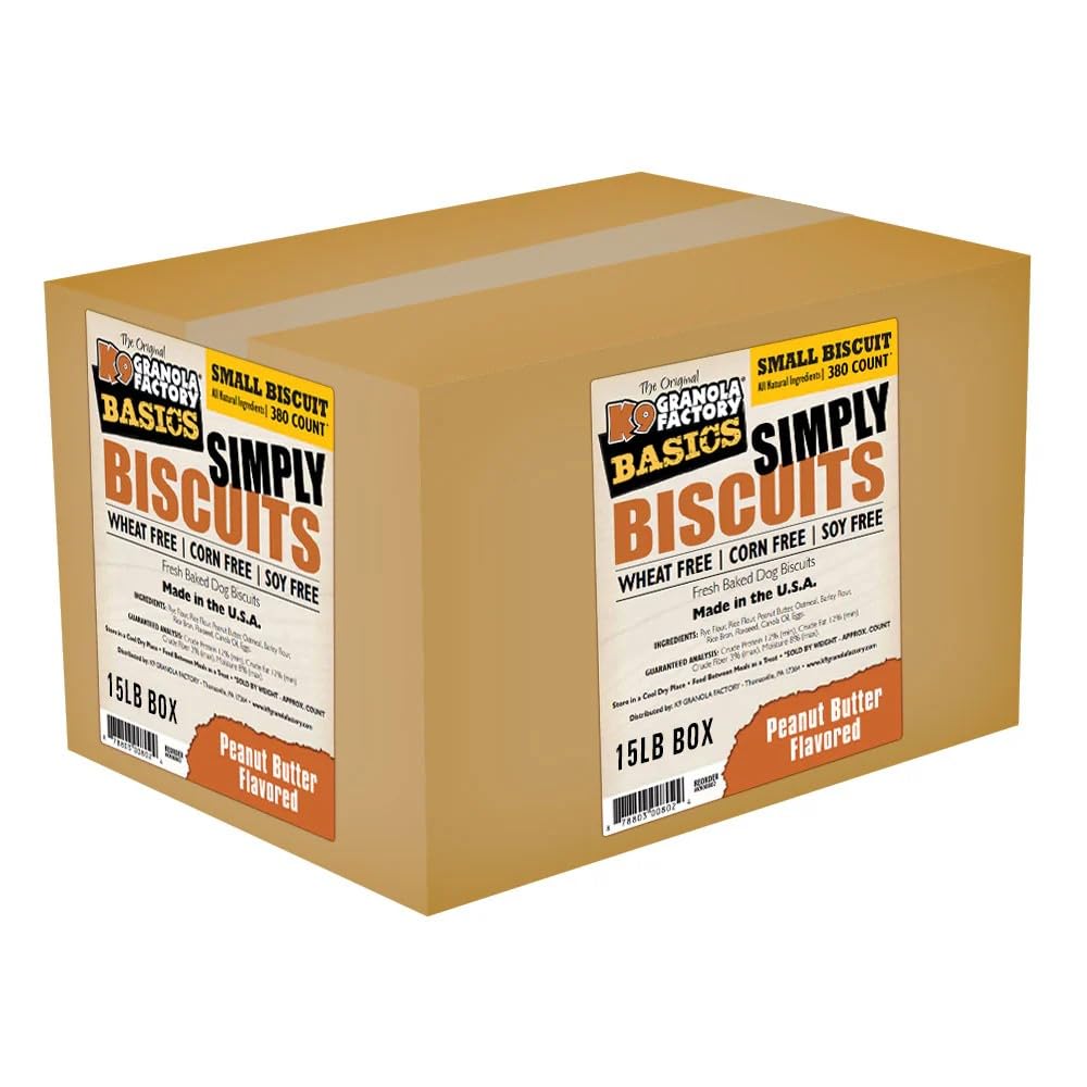 K9 Granola Factory Simply Biscuits Peanut Butter Dog Treats Small, 15 Pound Bulk Box
