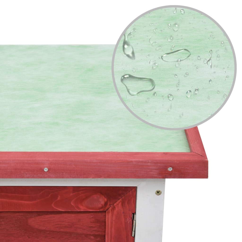 vidaXL Outdoor Rabbit Hutch 1 Layer in Red Wood – an Exercise Space with Wire Mesh, Cozy Cubby and Slide-Bolt Latch