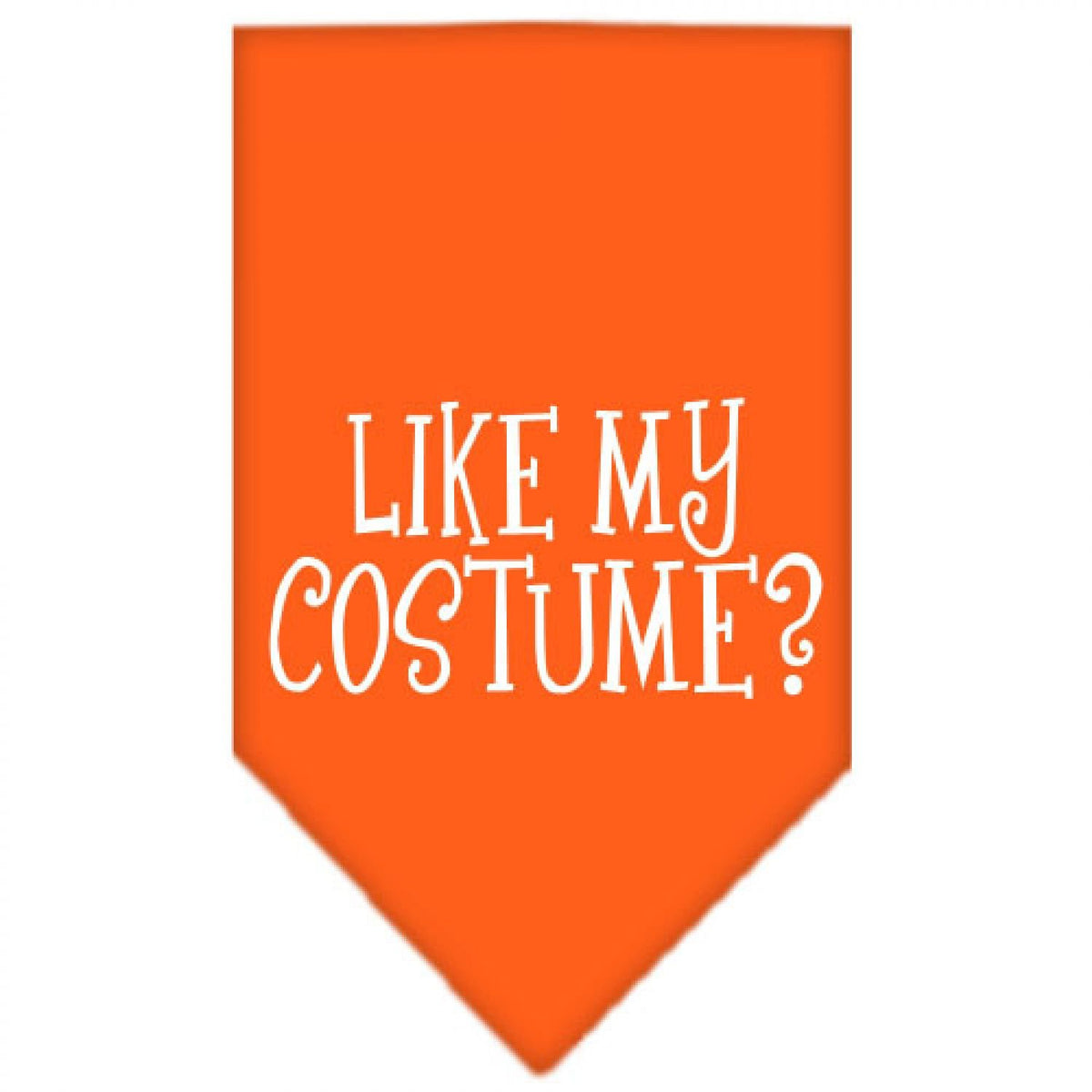 Halloween Pet and Dog Bandana Screen Printed, &quot;Like My Costume?&quot; Orange Small