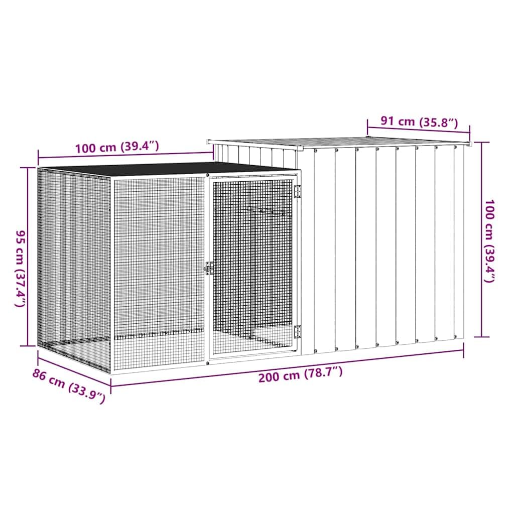 vidaXL Rabbit Cage for Indoor/Outdoor Use - Spacious Design with 78.7x35.8x39.4 Dimensions, Galvanized Steel Construction, Anthr