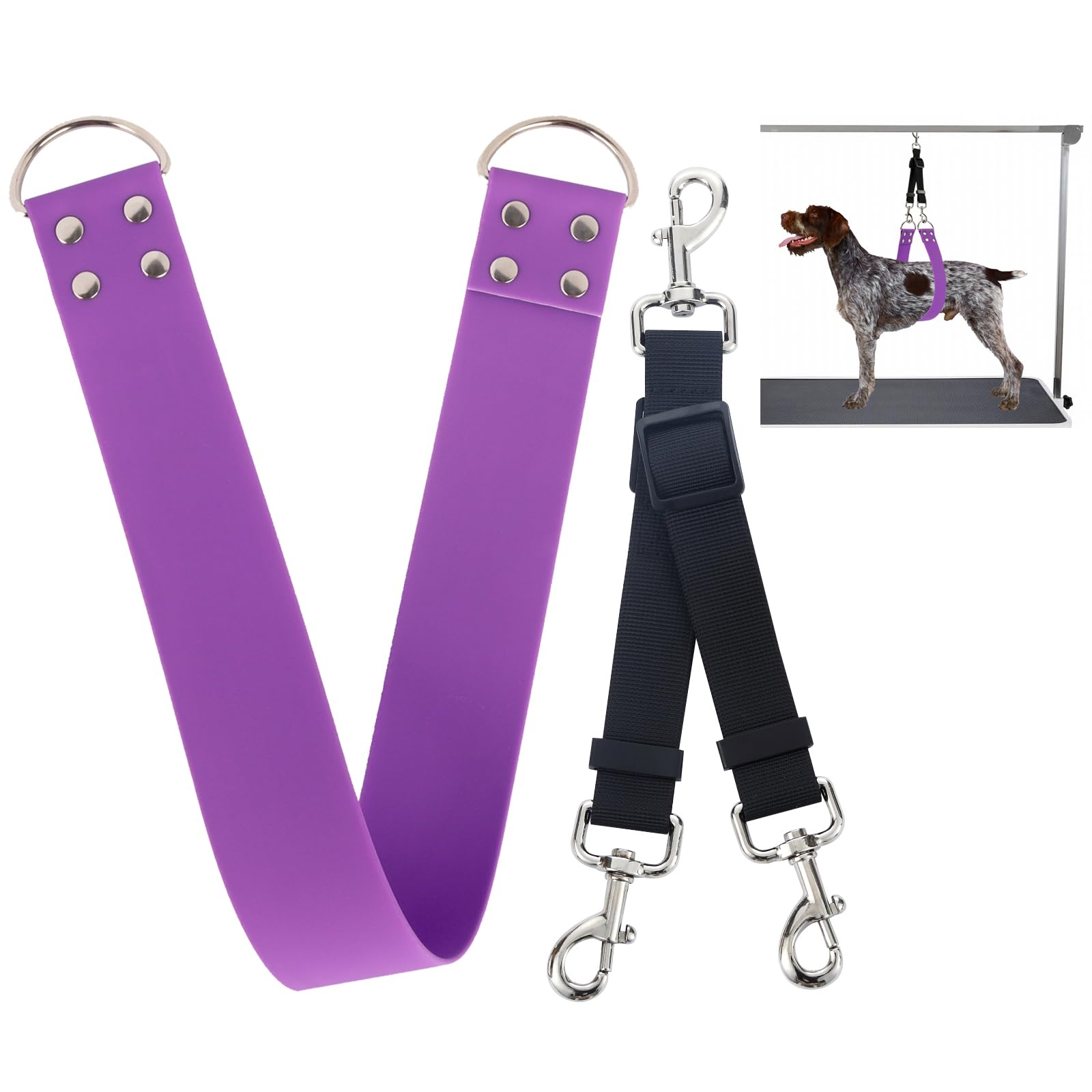 Pet Dog Grooming Belly Straps - Pet Dog Grooming Loops Purple Groomer Belly Support Band 2'' Wide Waterproof Strong Pvc Belly Lo