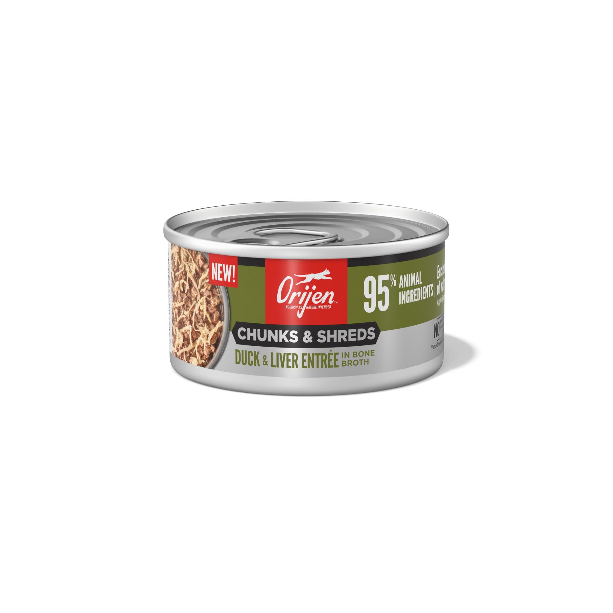 ORIJEN Chunks & Shreds Wet Cat Food Duck & Liver Entr  e 3oz Cans (12 Count)