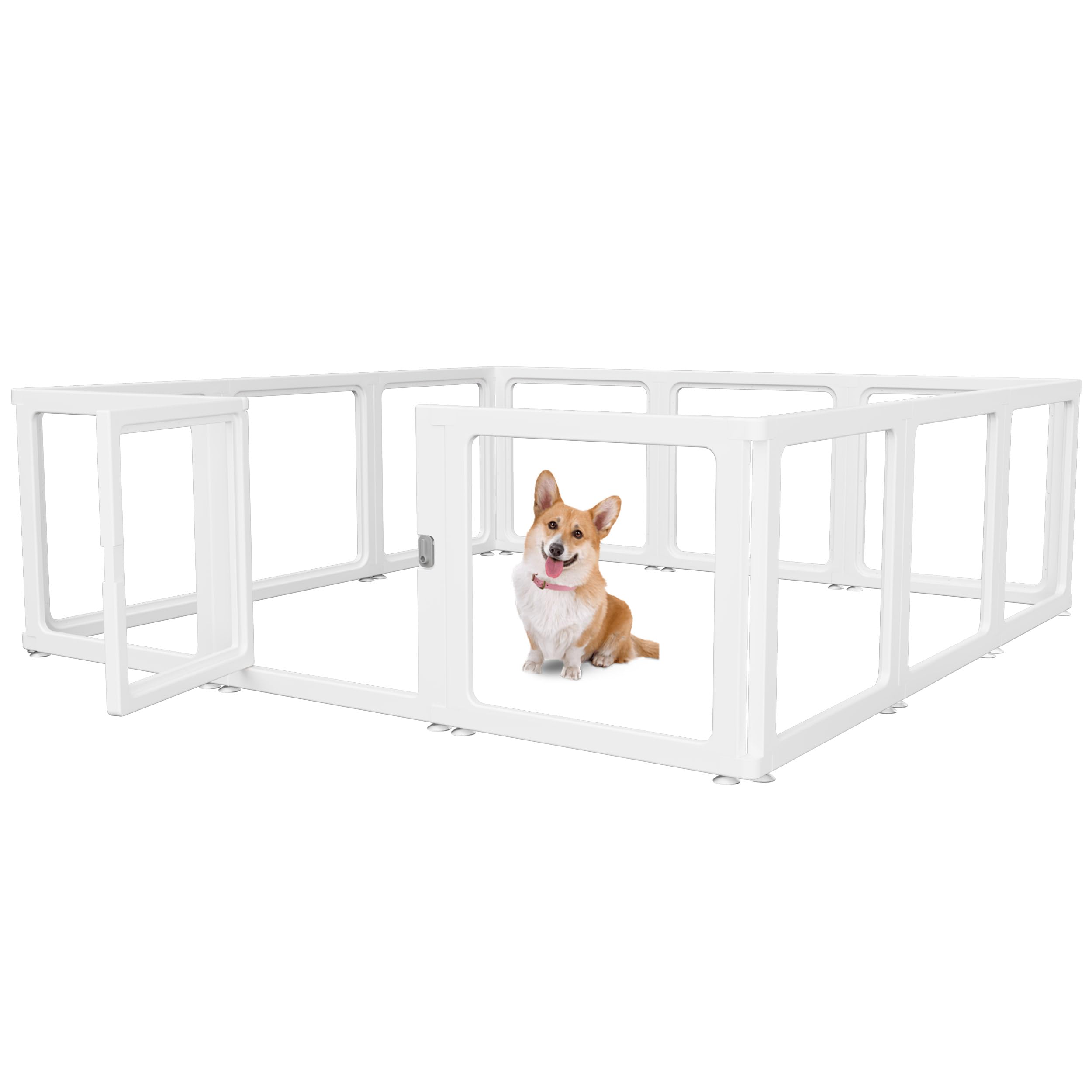 Citylife Dog Playpen With Door Clear Pet Playpen For Indoor Outdoor Easy To Install And Remove Puppy Playpen For Dogs, Cats, Bun