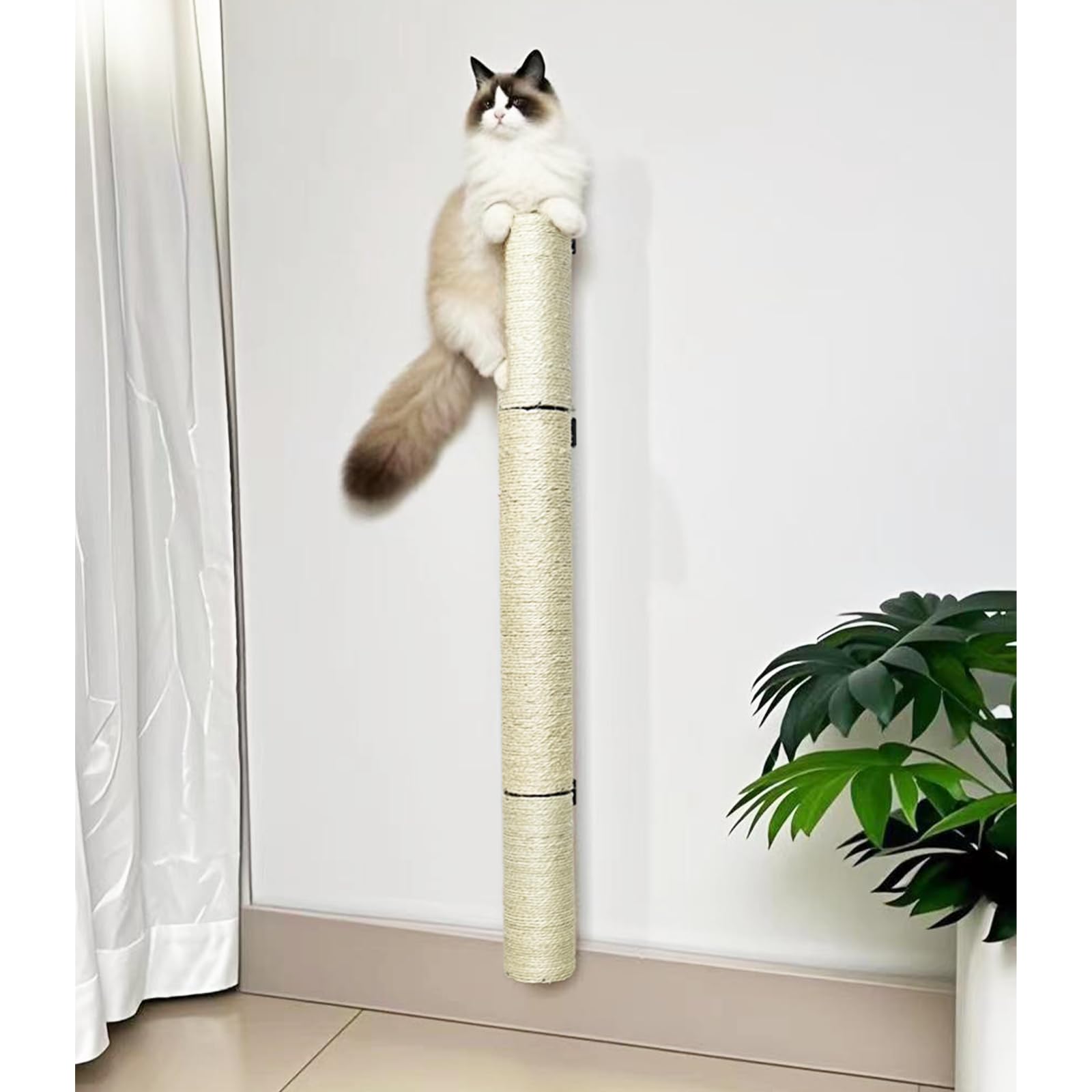 Cat Scratch Post To The Wall, 31.5Inch (7.87In*2+15.7In) Sisal Pole Cat Tree Replacement Post With M8 Screws, Indoor Cat Tower S