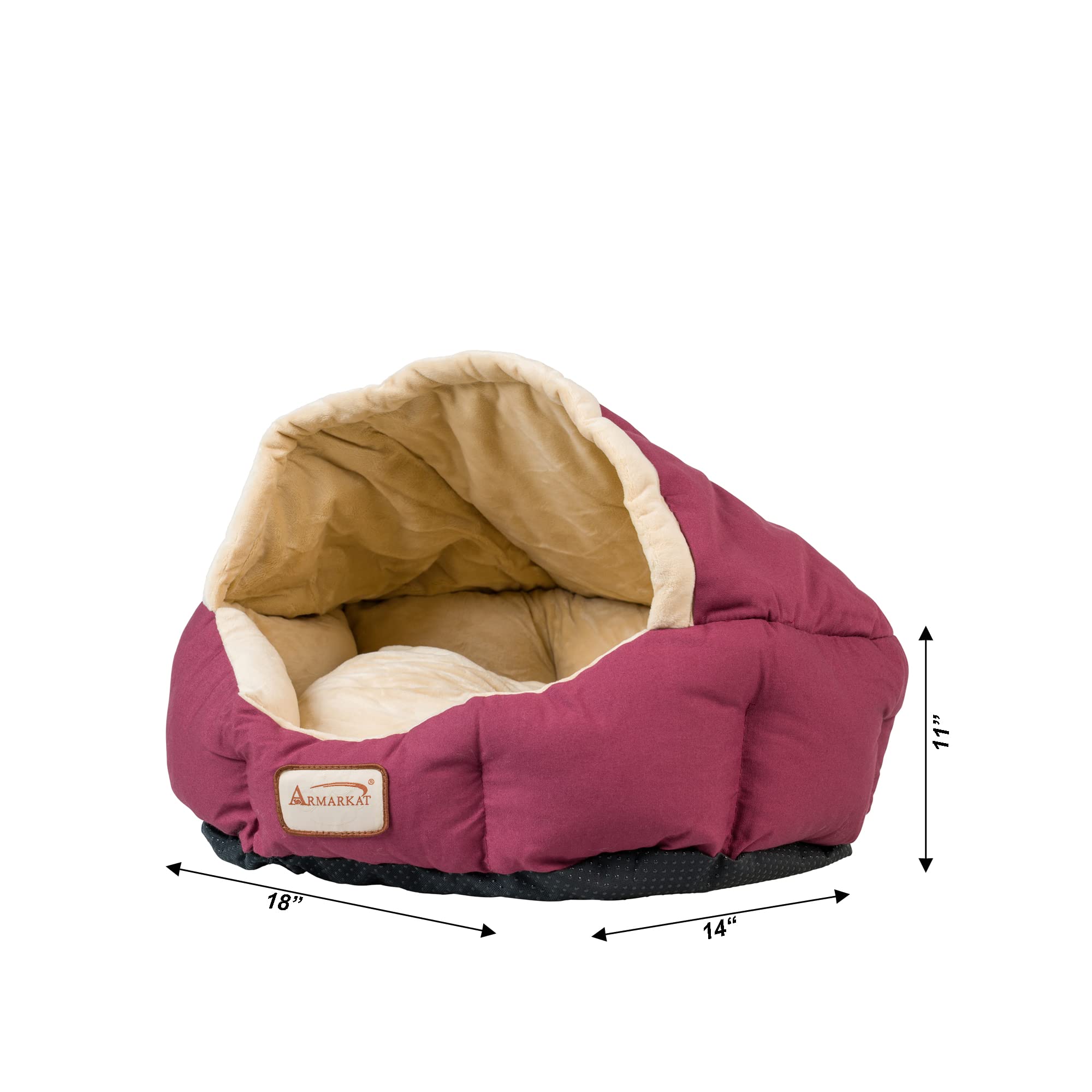 Armarkat Cat Bed 18-Inch Long C08HJH/MH, Burgundy and Beige