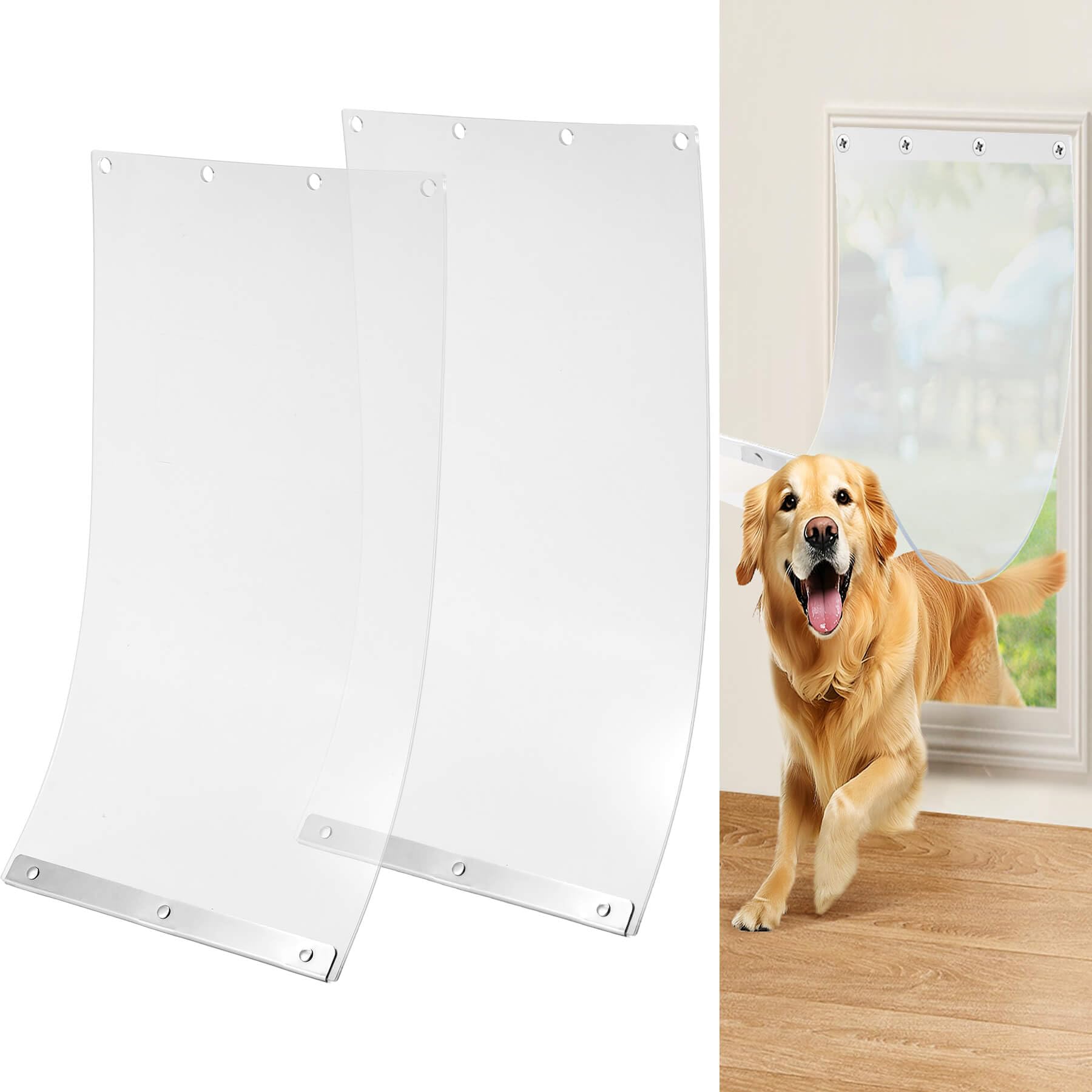 2 Pack Dog Door Replacement Flaps Compatible With Extra Large Dog Door, 17.95'' X 9.92'' Flexible Doggy Door Replacement Flap Wi