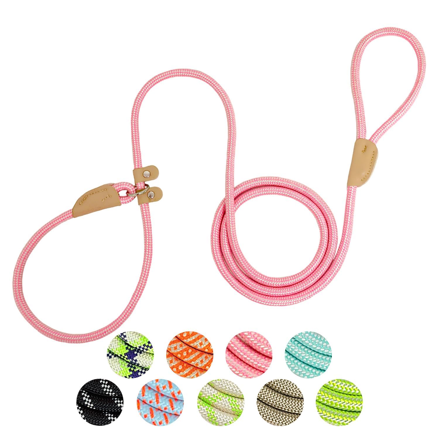 Slip Lead Rope Dog Leash Heavy Duty For Training, Nylon Strong Slip Leads For Dogs 6 Ft X 3/8 Inch, Adjustable Comfortable Train