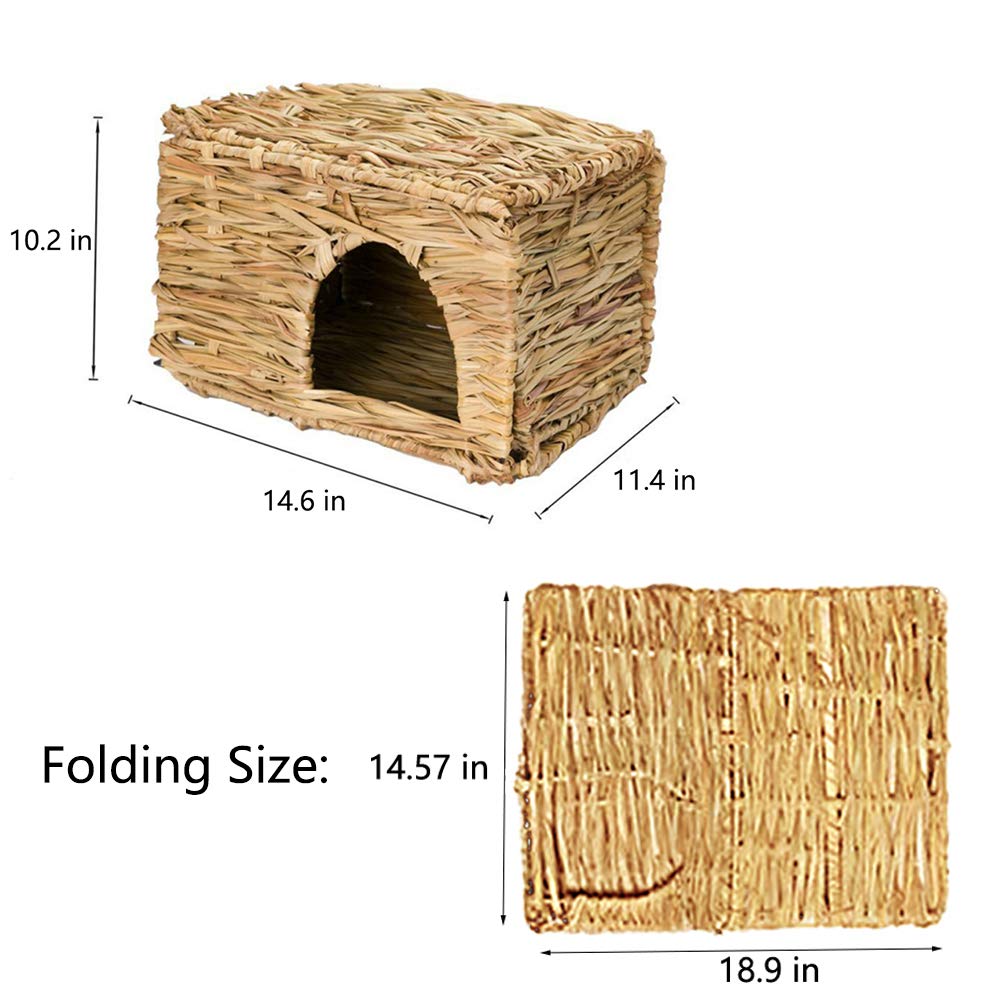 Tfwadmx Rabbit Grass House, Extra Large - Natural Hand Woven Seagrass Play Hay Bed, Hideaway Hut Toy For Bunny Hamster Guinea Pig Chinchilla Ferret