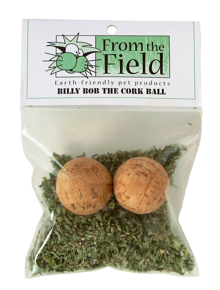 From The Field | Billy Bob The Cork Ball Cat Toy | Natural, Eco-Friendly Catnip-Infused Play Ball | Durable, Lightweight, Biodegradable | Safe For Cats & Kittens | Usa-Made Interactive Toy