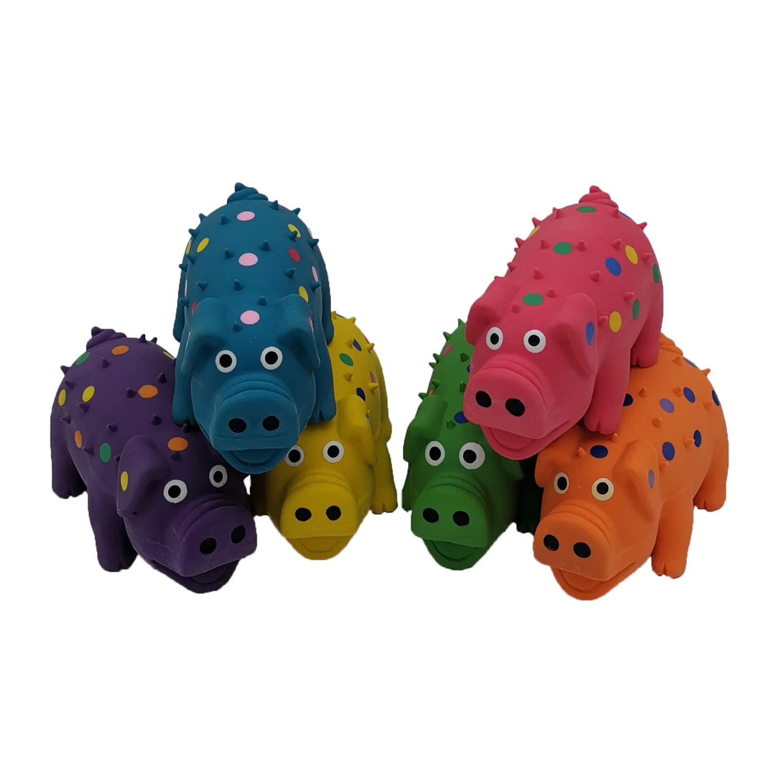 Hoiasem 6 Pack 4 Inch Mini Latex Dog Squeaky Toys Polka Dot Piglet Pig Dog Toy For Mimi Small Dogs
