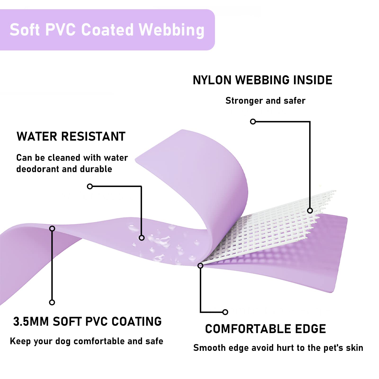 Zaler Waterproof Dog Collar, Adjustable Stinkproof Dog Collars Easy To Clean, Soft Comfortable Pet Collars For Large, Medium Small Dogs (Lilac Purple, M(Length:11.4''-15.4''; Width:0.75''))