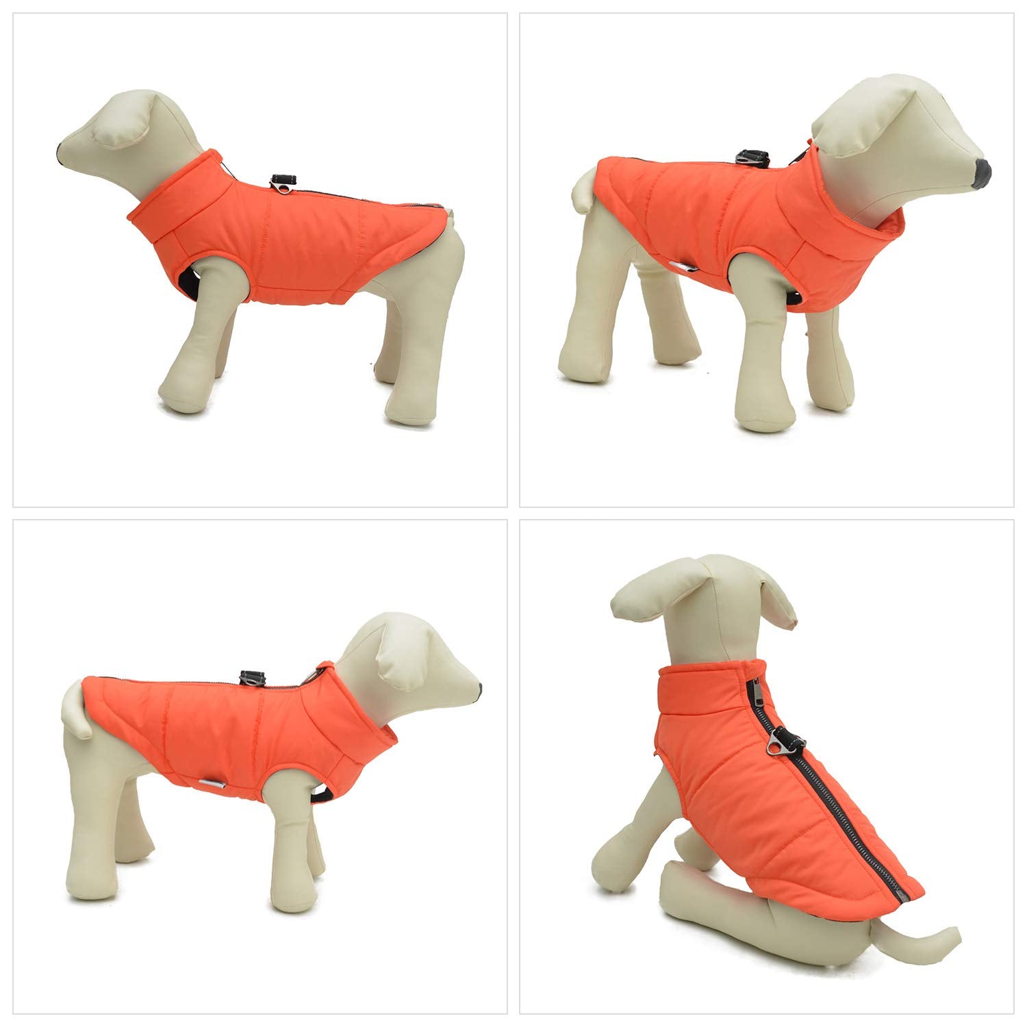 Dog Winter Vest With Cotton Lining, Waterproof Ultra Warm Dog Winter Coat Windproof Zippered Jacket Breathable Soft Dog Coat For Small Medium Large Dogs Orange S