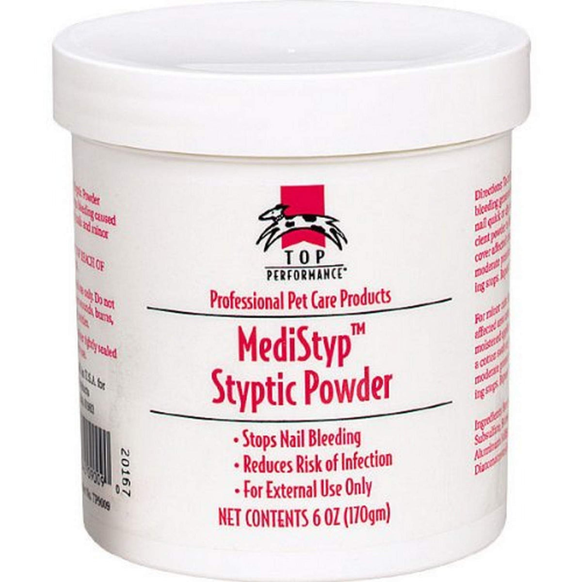 Top Performance Medistyp Pet Styptic Powder With Benzocaine — Fast-Acting First Aid Powder For Treating Minor Cuts And Abrasions On Pets, 6 Oz.