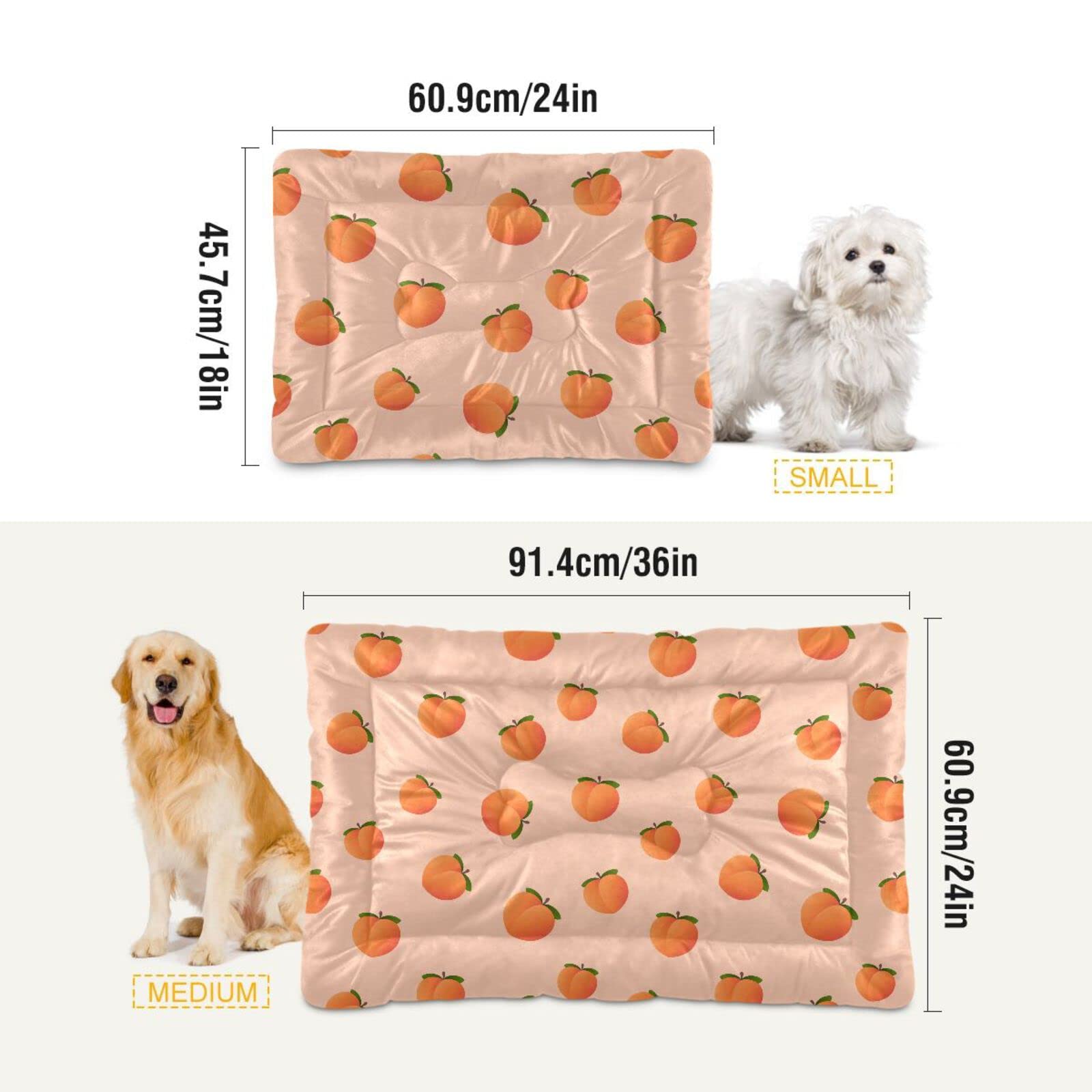 Peach Fruit Dog Bed Cat Bed Soft Washable Pet Crate Mat Non Slip Comfortable Durable Dog Crate Bed For Medium Large Small Dogs C