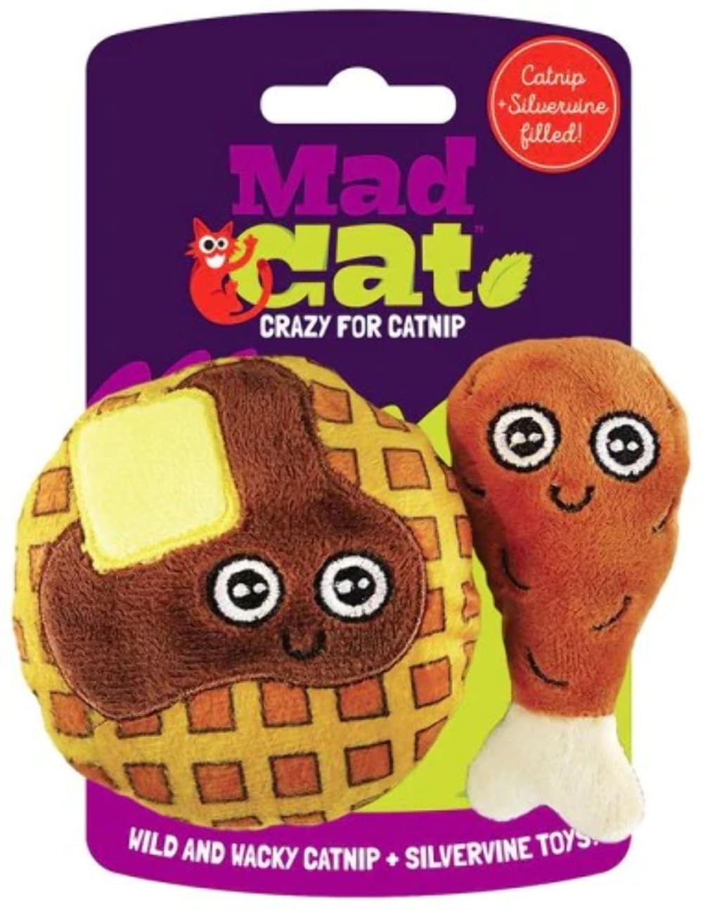 Mad Cat Chicken And Waffles Catnip & Silvervine Plush Cat Toy