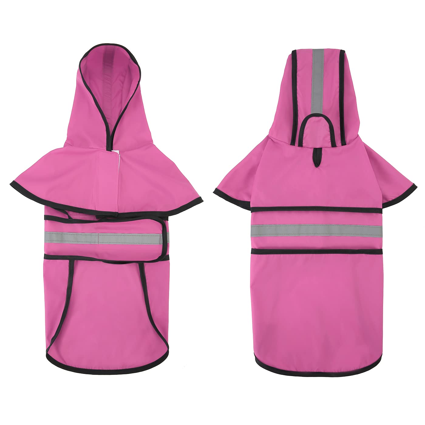 Hde Dog Raincoat Hooded Slicker Poncho For Small To X-Large Dogs And Puppies Pink - L