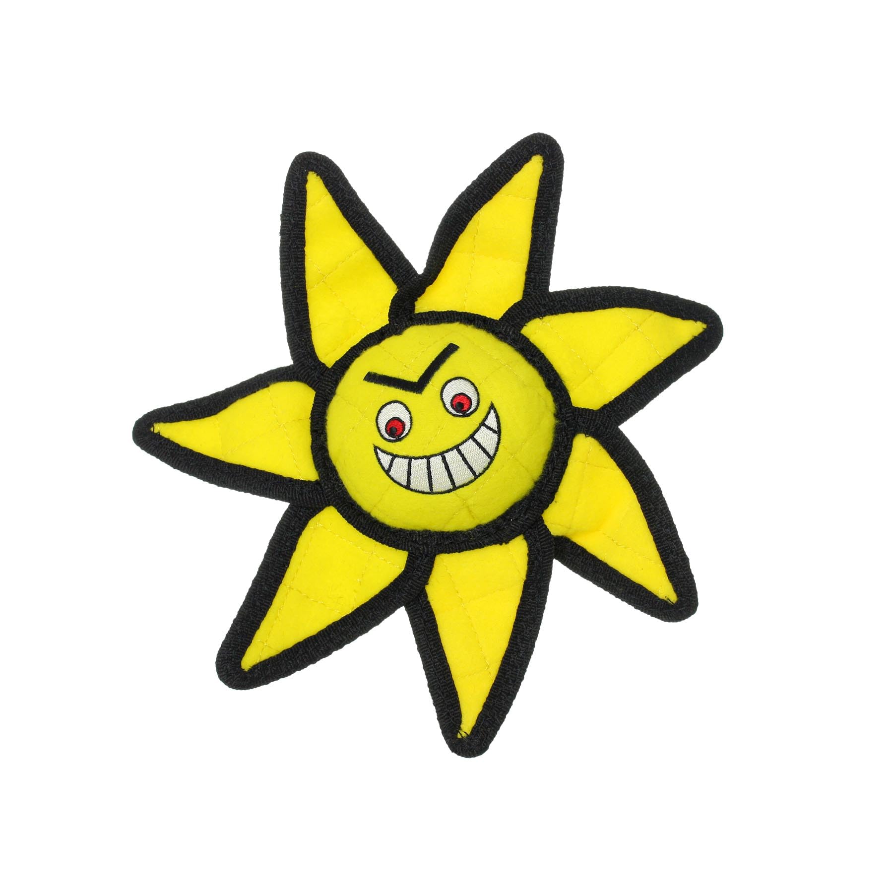 TUFFY - World's Tuffest Soft Dog Toy - Alien Ball Junior Yellow Sun- Squeakers-Multiple Layers. Made Durable, Strong & Tough. In