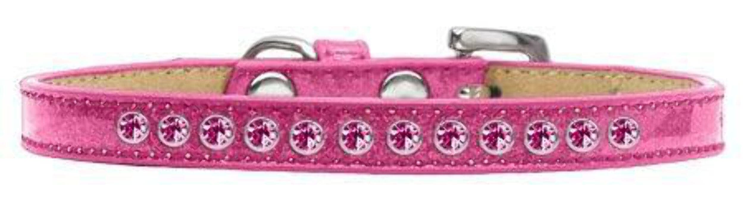 Dog, Puppy & Pet Ice Cream Collar, Bright Pink Crystal Rimsets Gold 16