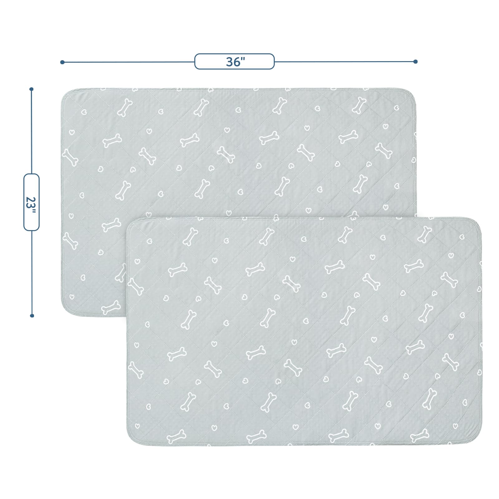 Washable Pee Pads For Dogs, 2 Pack Reusable Puppy Pads 23'' X 36'', Super Absorbent & Waterproof Training Mats For Potty, Crate,