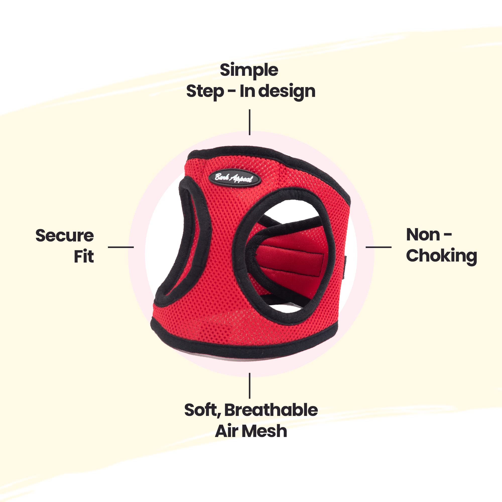 Mesh Step In Ez Wrap Harness (Red, Medium) By Bark Appeal