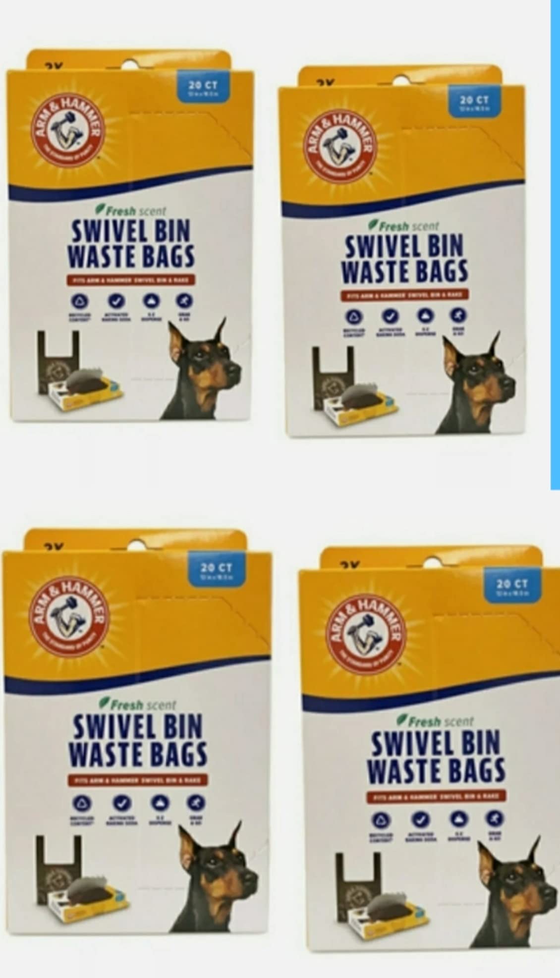 Arm & Hammer Swivel Bin Waste Bags 80Ct (4 X 20Ct)
