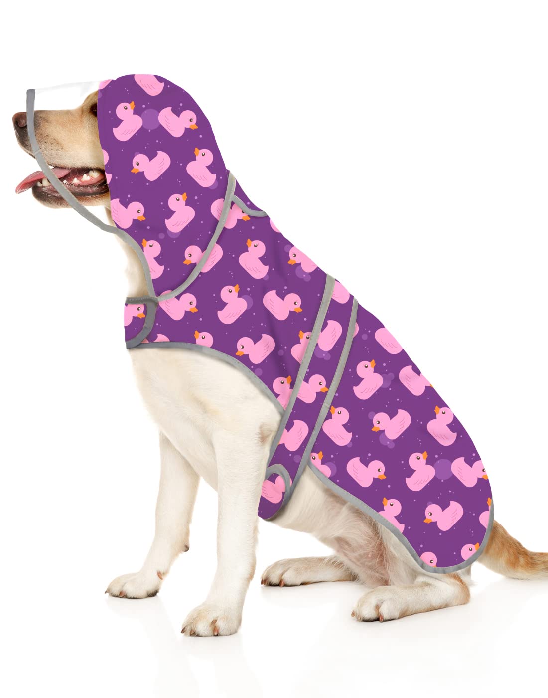 Hde Dog Raincoat With Clear Hood Rain Jacket Poncho For Small Medium Large Dogs Ducks Purple - Xl