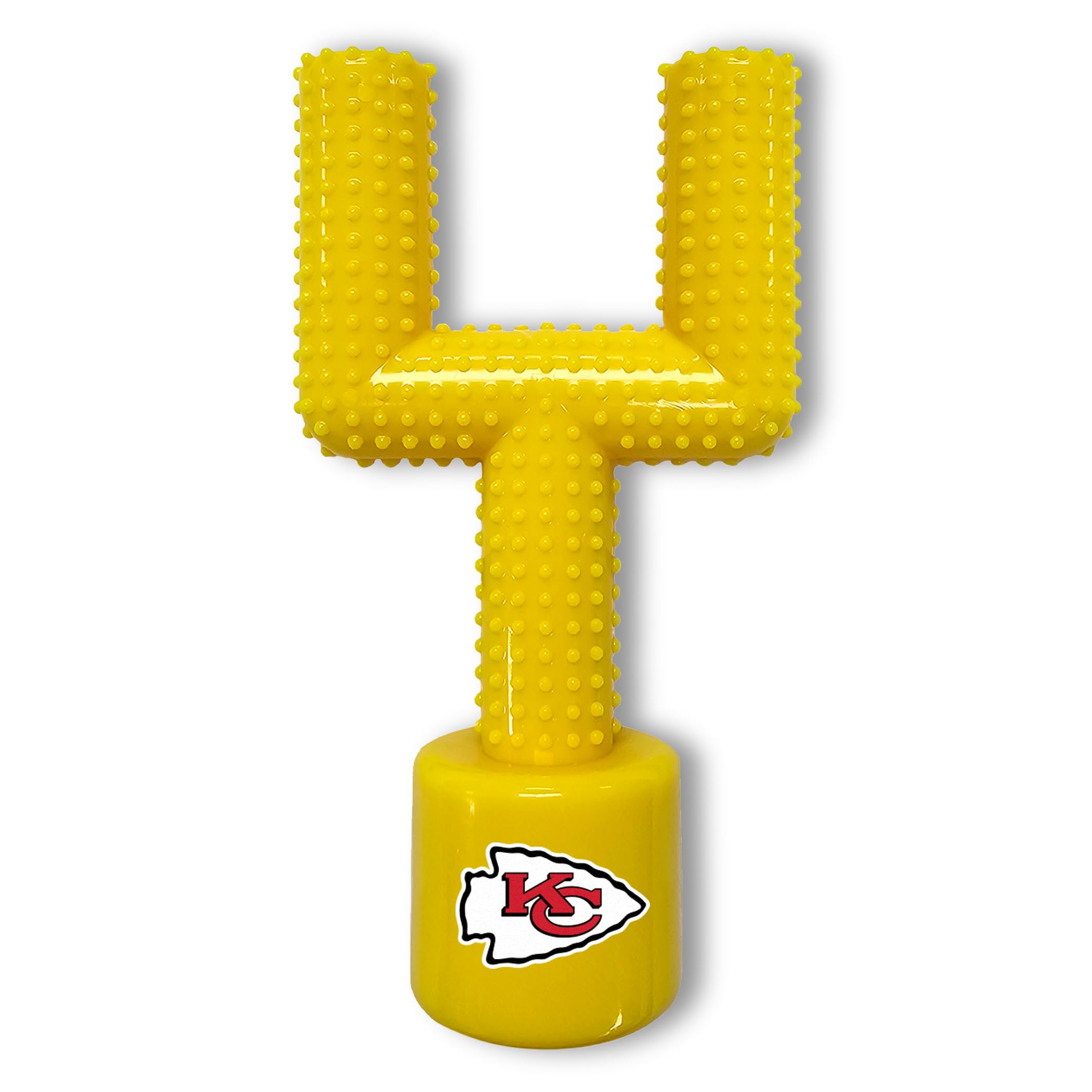 Nfl Kansas City Chiefs Mega-Chew Hard Nylon Bacon-Flavored Dog Bone Football Goal Post Chew Toy. Interactive Tasty Fun Pet Chew 