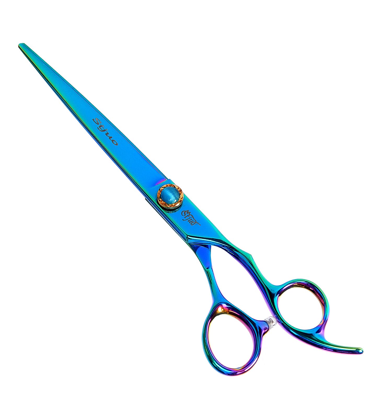 Stjuo 7.5'' Dog Straight Scissors For Grooming 440C Stainless Steel Green Professional Pet Trimming Scissors Sharp Blades Cuttin