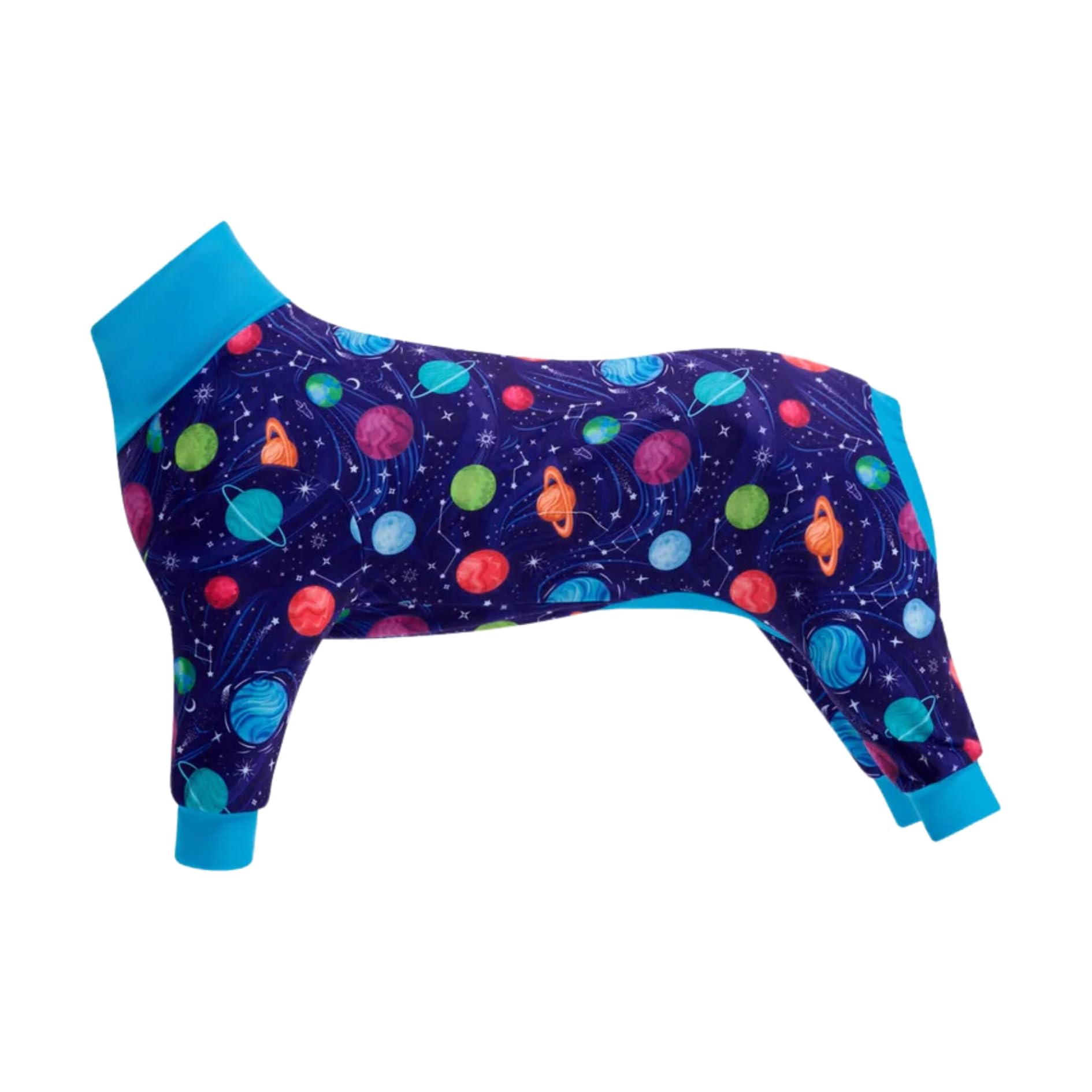 Spark Paws Dog Pajama, Ultra-Soft And 4-Way Stretch, Recovery-Suit Pj Onesie For Small, Medium And Large Breeds - Planets - M