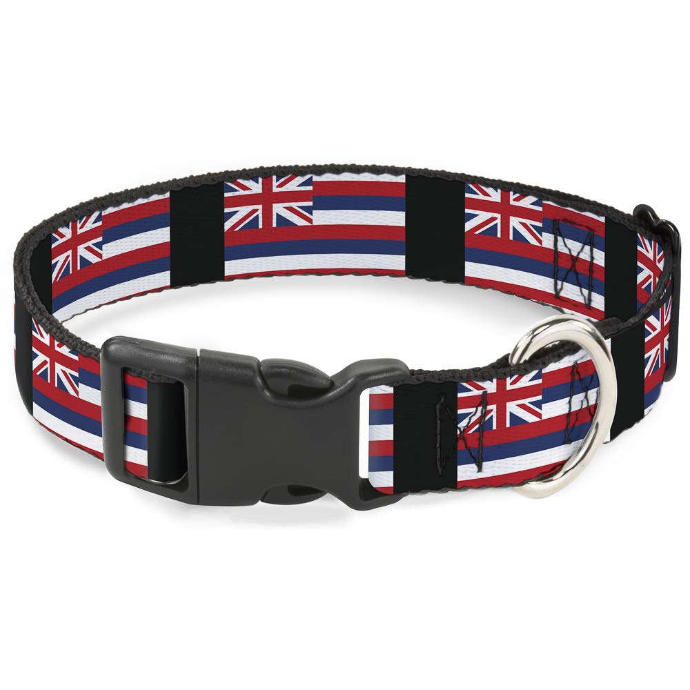 Buckle-Down Plastic Clip Collar - Hawaii Flags - 1.5 Wide - Fits 13-18 Neck - Small