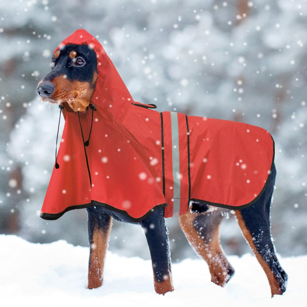 Ezierfy Waterproof Reflective Dog Raincoat - Adjustable Hooded Slicker Poncho Pet Rain Coat, Lightweight Dog Rain Jacket For Sma