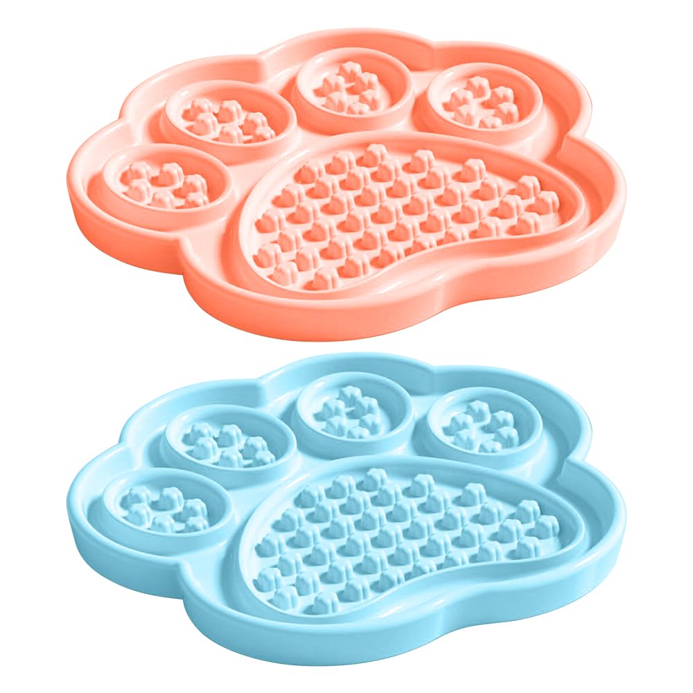 Ceramic Slow Feeder for Dogs & Cats, Lick Mat and Puzzle Feeder Cat Dish Slow for Anxiety Relief, Interactive Treats, and Wet Fo