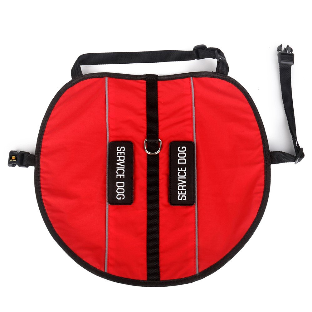 Plutus Pet Service Dog Vest, Bright Red Fabric & Reflective Straps,Breathable&Soft Mesh Padded Harness,2 Free Removable Service