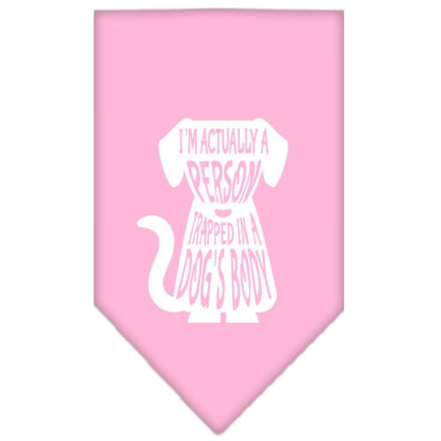 Pet and Dog Bandana Screen Printed, &quot;Trapped In A Dog's Body&quot; Light Pink Small
