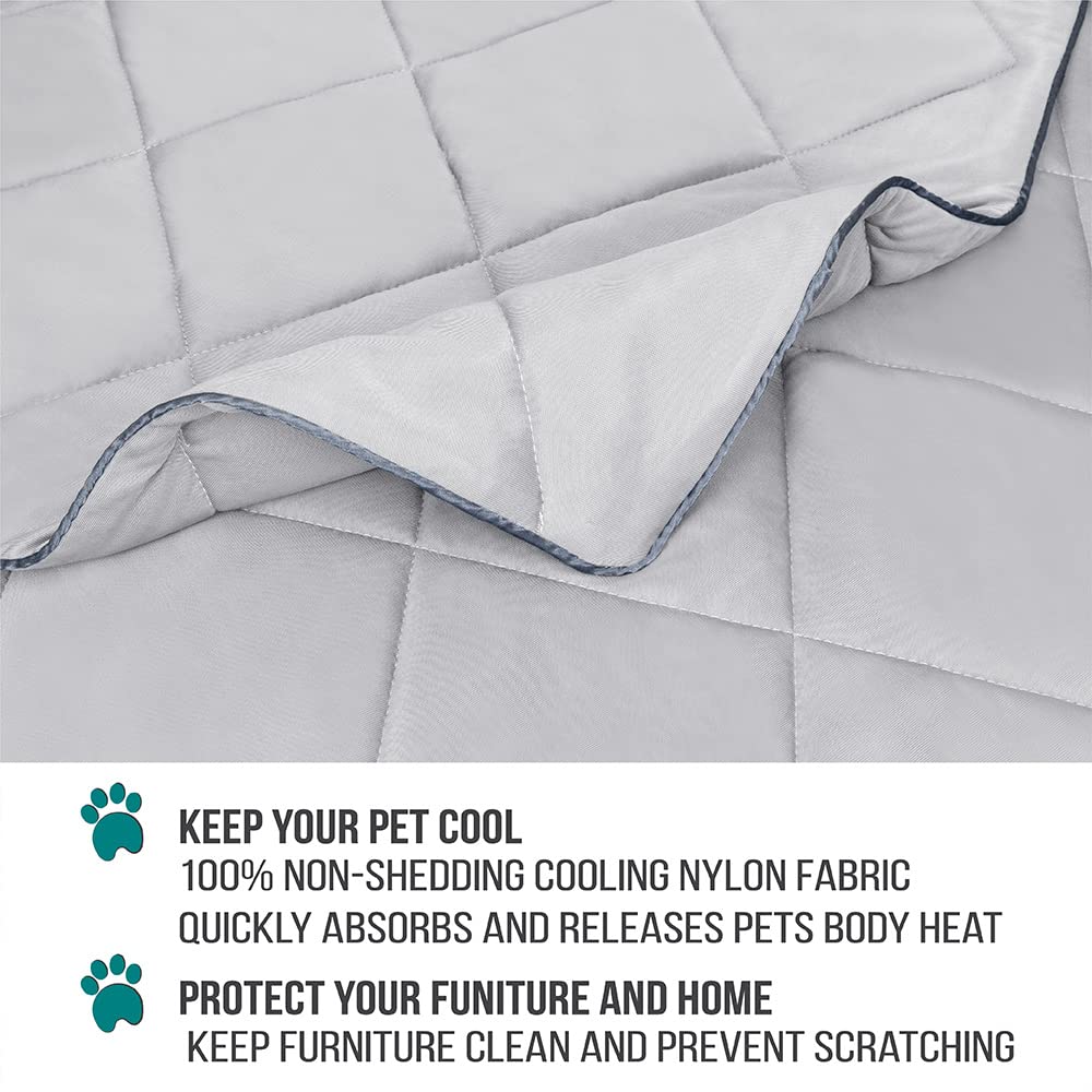 Petami Premium Cooling Dog Blanket | Lightweight Fluffy Pet Throw Blanket Bed Cover For Dogs, Cat, Puppies | Pet Blanket Furniture Protector Couch Sofa | Reversible Fuzzy Cozy | 40X60, Light Grey