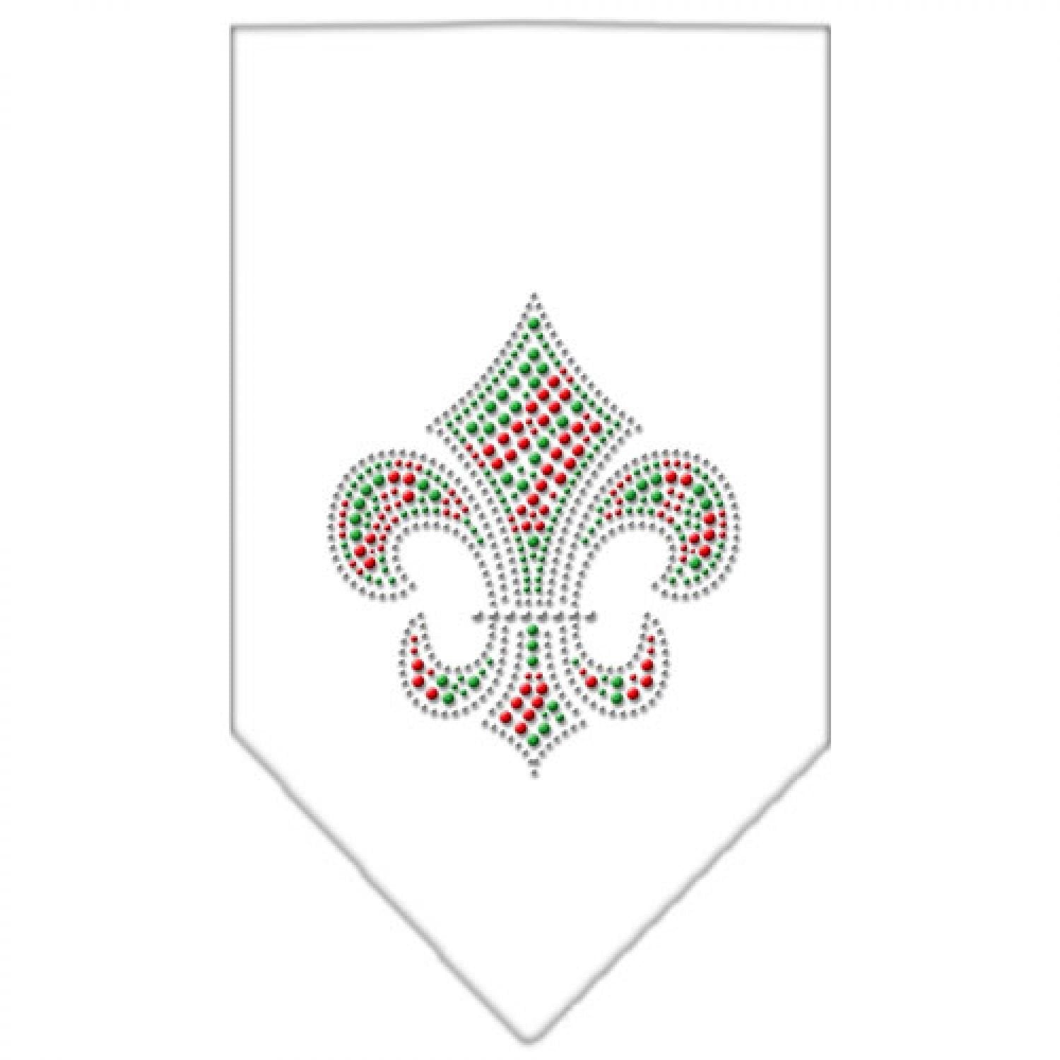 Mirage Pet Products Christmas Fleur De Lis Rhinestone Bandana, Small, White