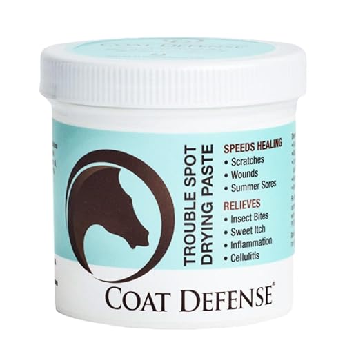 Coat Defense Trouble Spot Drying Paste For Horses - Natural Equine Wound Care That Provides Safe & Effective Relief From Scratches, Sweet Itch, Summer Sores, Proud Flesh, Mud Fever, Girth Rot (10 Oz)