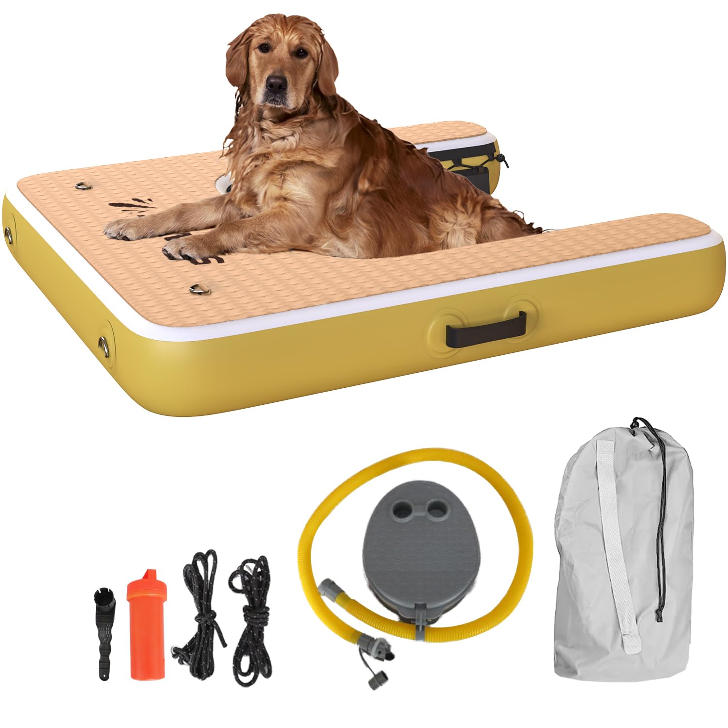 Large Inflatable Dog Water Ramp - Safe and Easy Access for Dogs up to 165 lbs - Floating Ramp Ladder for Pools, Boats & Docks - 