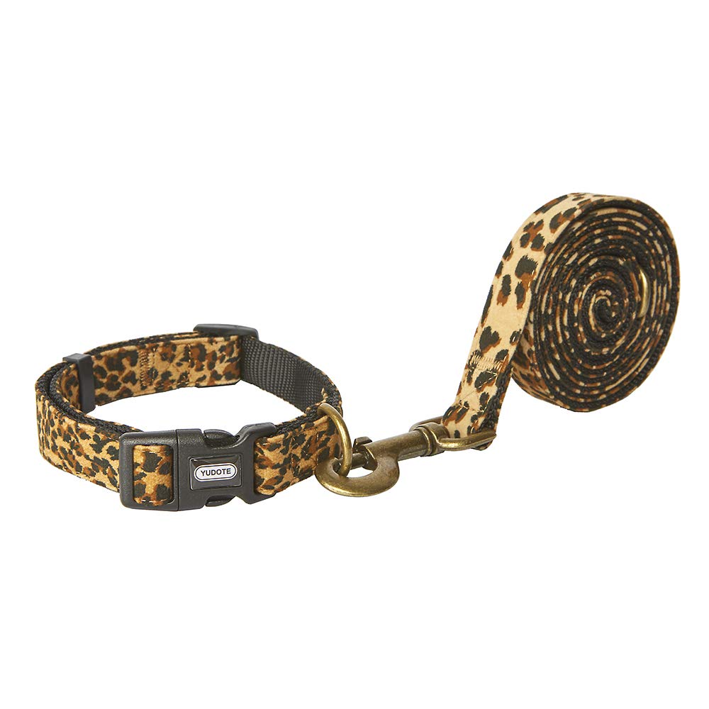 Petiry Fashion Leopard Dog Collar Premium Fabric Soft and Comfortable for Puppy,Middle and Big Dogs(Neck:12-18'')