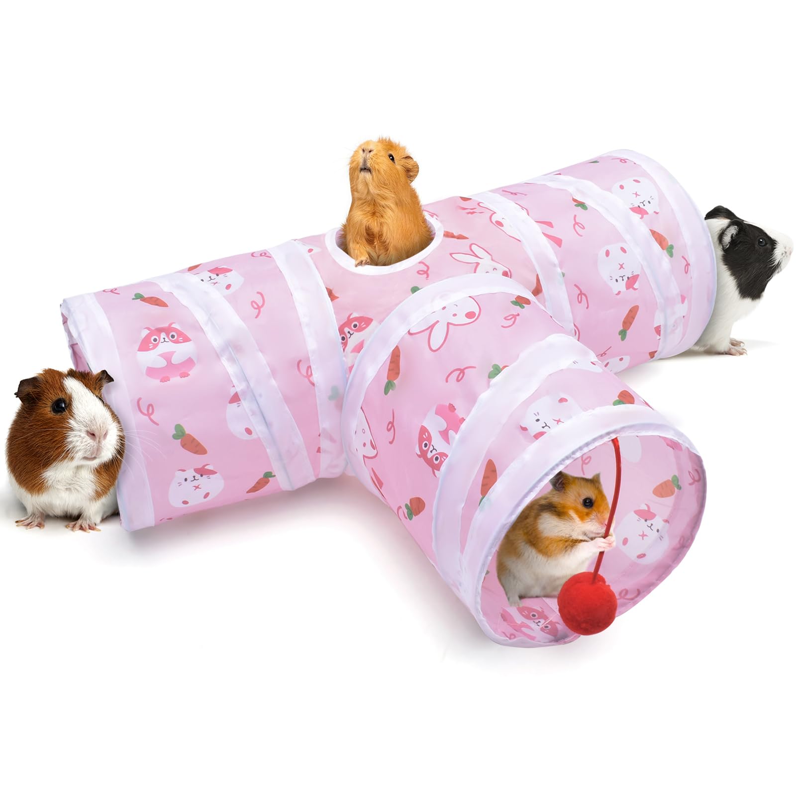 Bissap Guinea Pig Tunnel, Collapsible Hamster Tunnel And Tube 3 Ways Pet Hideout With 1 Play Ball For Indoor Guinea Pig Chinchil